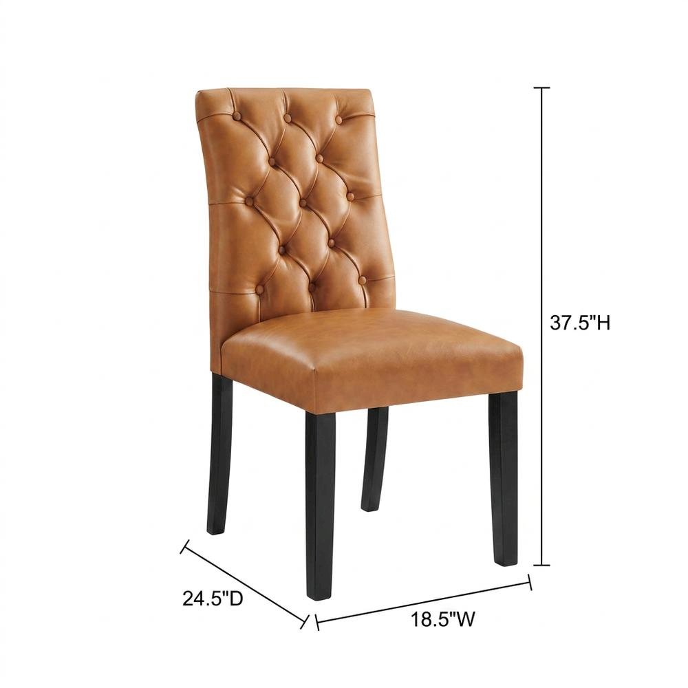 Vinyl-Upholstered Dining Chairs for Kitchen and Dining Room, Tan, Set of 2