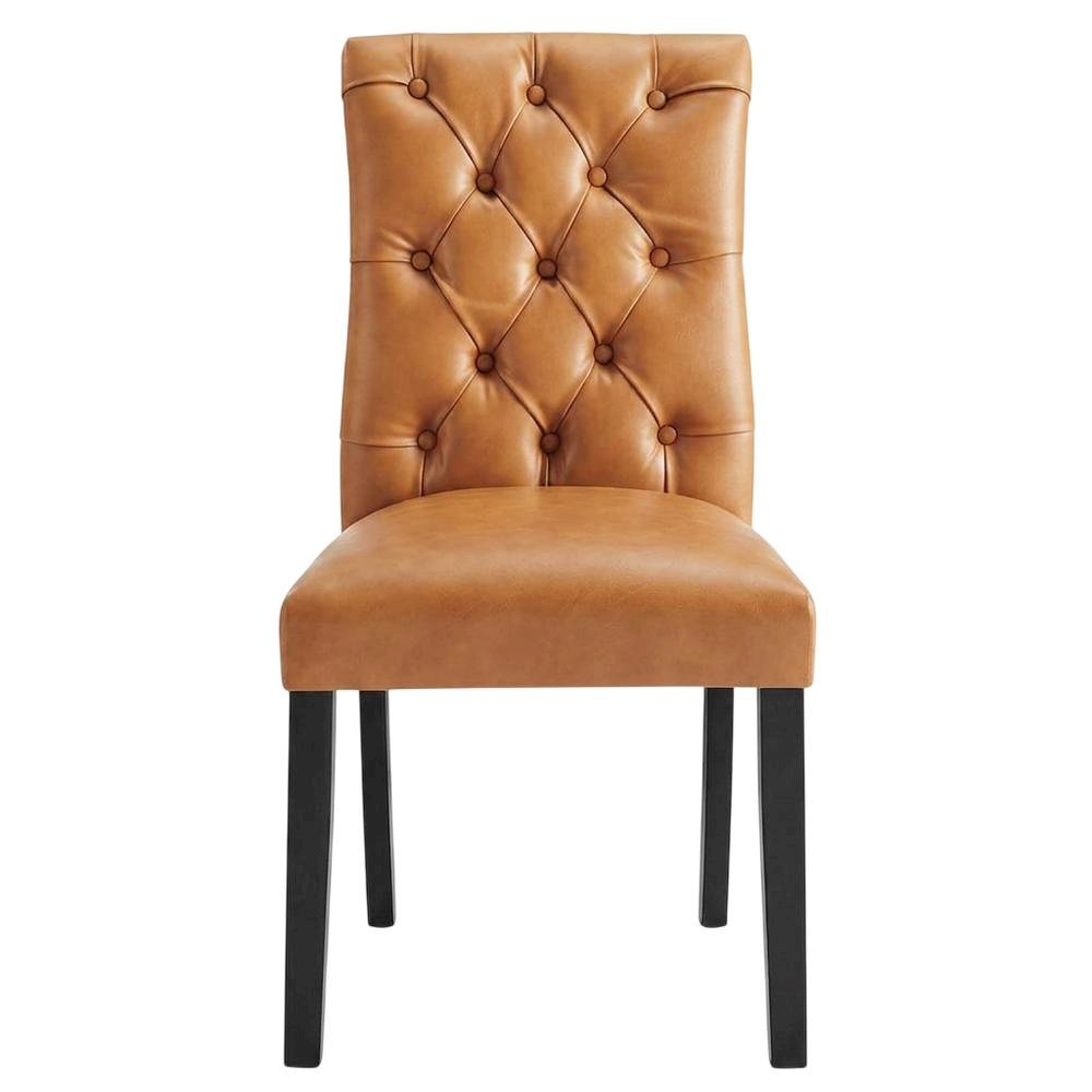 Vinyl-Upholstered Dining Chairs for Kitchen and Dining Room, Tan, Set of 2