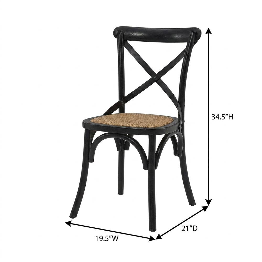Wooden Dining Side Chairs for Kitchen and Dining Room, Black, Set of 2