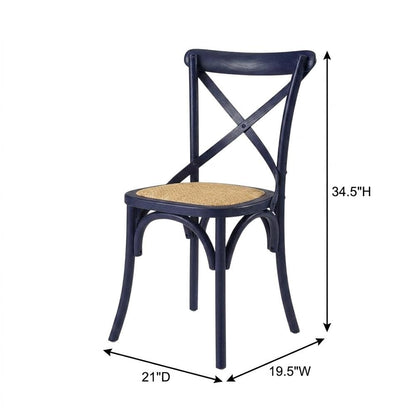 Wooden Dining Side Chairs for Kitchen and Dining Room, Midnight Blue, Set of 2