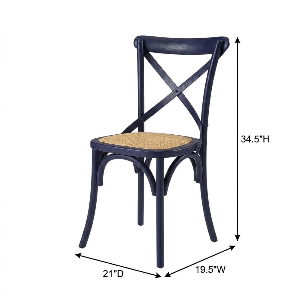 Wooden Dining Side Chairs for Kitchen and Dining Room, Midnight Blue, Set of 2