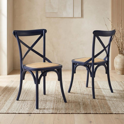 Wooden Dining Side Chairs for Kitchen and Dining Room, Midnight Blue, Set of 2