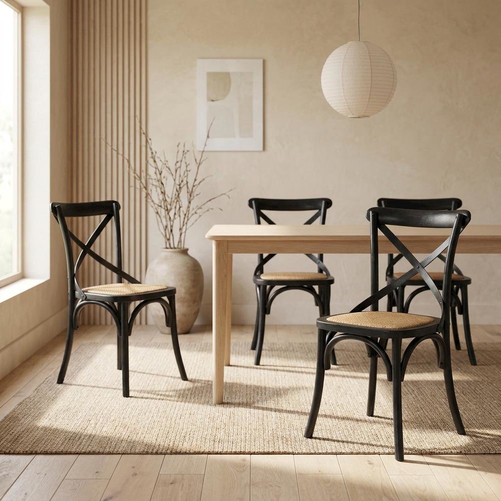 Wooden Dining Side Chairs for Dining Room, Black, Set of 4