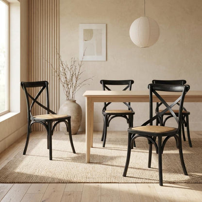 Wooden Dining Side Chairs for Dining Room, Black, Set of 4