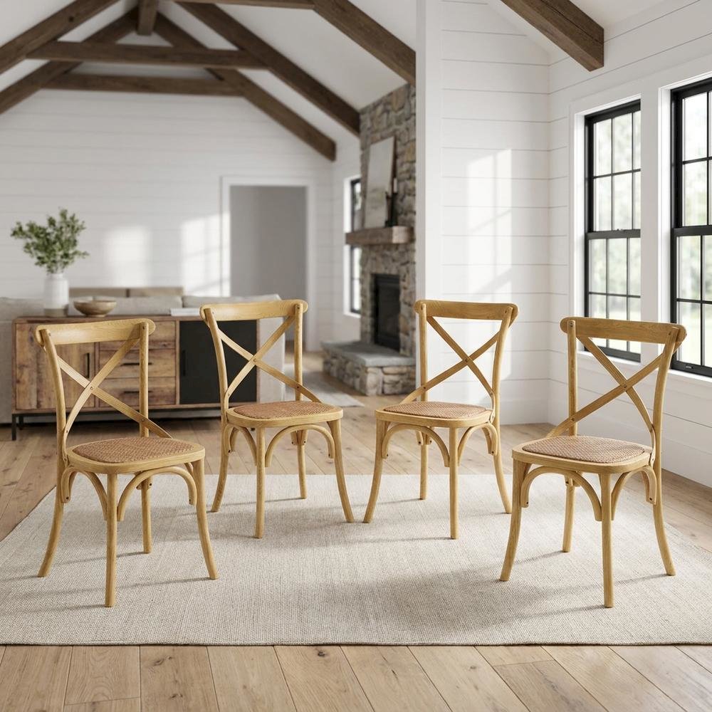 Wooden Dining Side Chairs for Dining Room, Natural, Set of 4