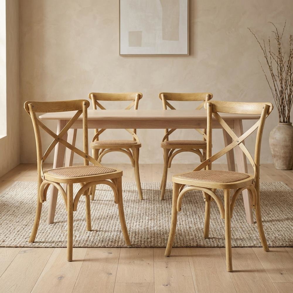 Wooden Dining Side Chairs for Dining Room, Natural, Set of 4