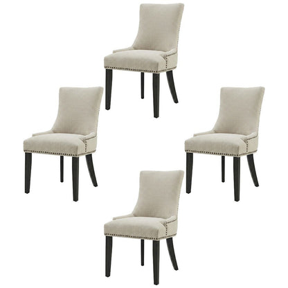 Fabric Upholstered Dining Chairs with Arms, Beige, Set of 4