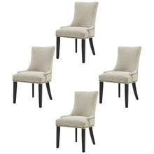 Fabric Upholstered Dining Chairs with Arms, Beige, Set of 4