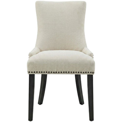 Fabric Upholstered Dining Chairs with Arms, Beige, Set of 4