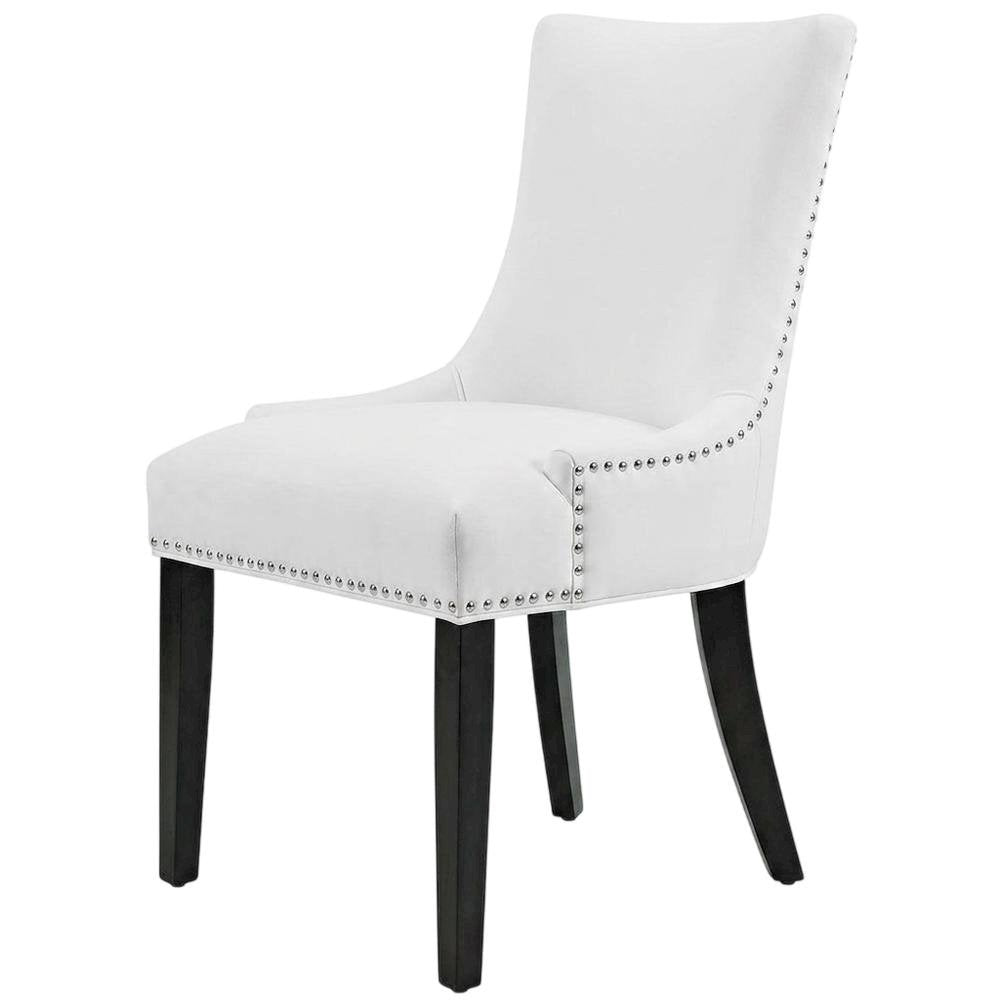 Faux Leather Upholstered Dining Chairs, White, Set of 4