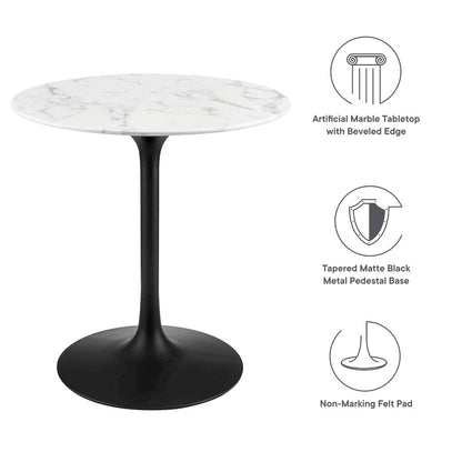Lippa 28" Round Faux Marble Dining Table