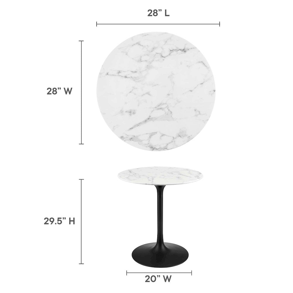 Lippa 28" Round Faux Marble Dining Table