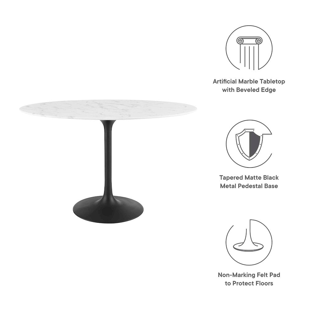 Lippa 48" Oval Faux Marble Dining Table