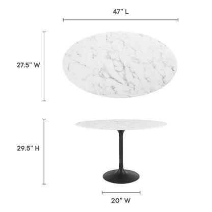 Lippa 48" Oval Faux Marble Dining Table