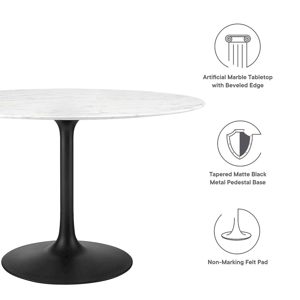 Lippa 48" Round Faux Marble Dining Table