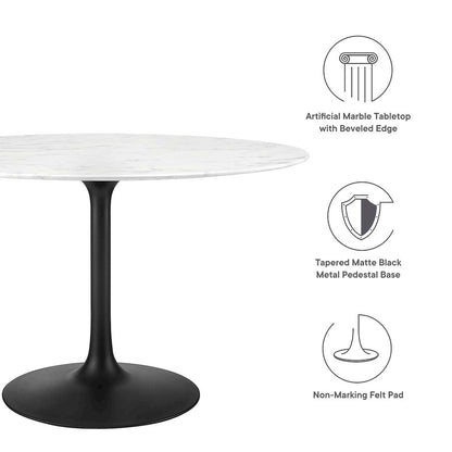 Lippa 48" Round Faux Marble Dining Table