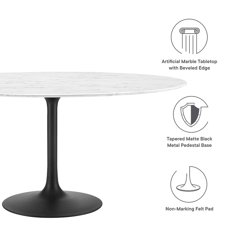 Lippa 60" Round Faux Marble Dining Table