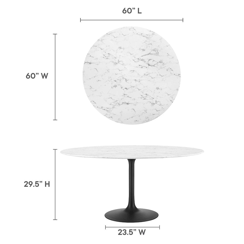 Lippa 60" Round Faux Marble Dining Table