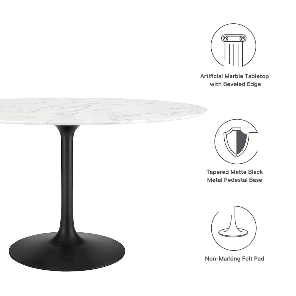 Lippa 54" Oval Faux Marble Dining Table