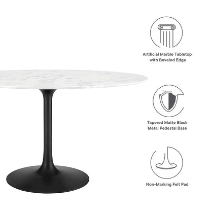 Lippa 54" Oval Faux Marble Dining Table