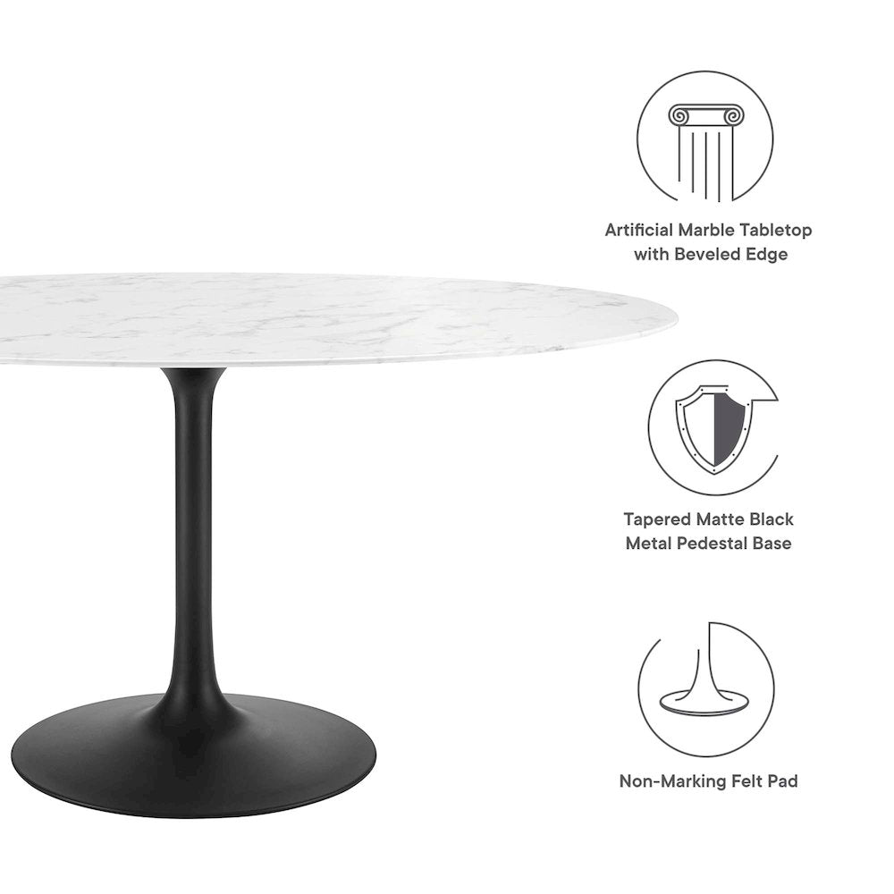 Lippa 60" Oval Faux Marble Dining Table