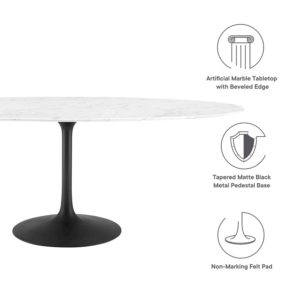 Lippa 78" Oval Faux Marble Dining Table