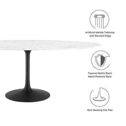Lippa 78" Oval Faux Marble Dining Table