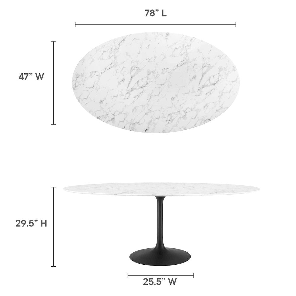 Lippa 78" Oval Faux Marble Dining Table