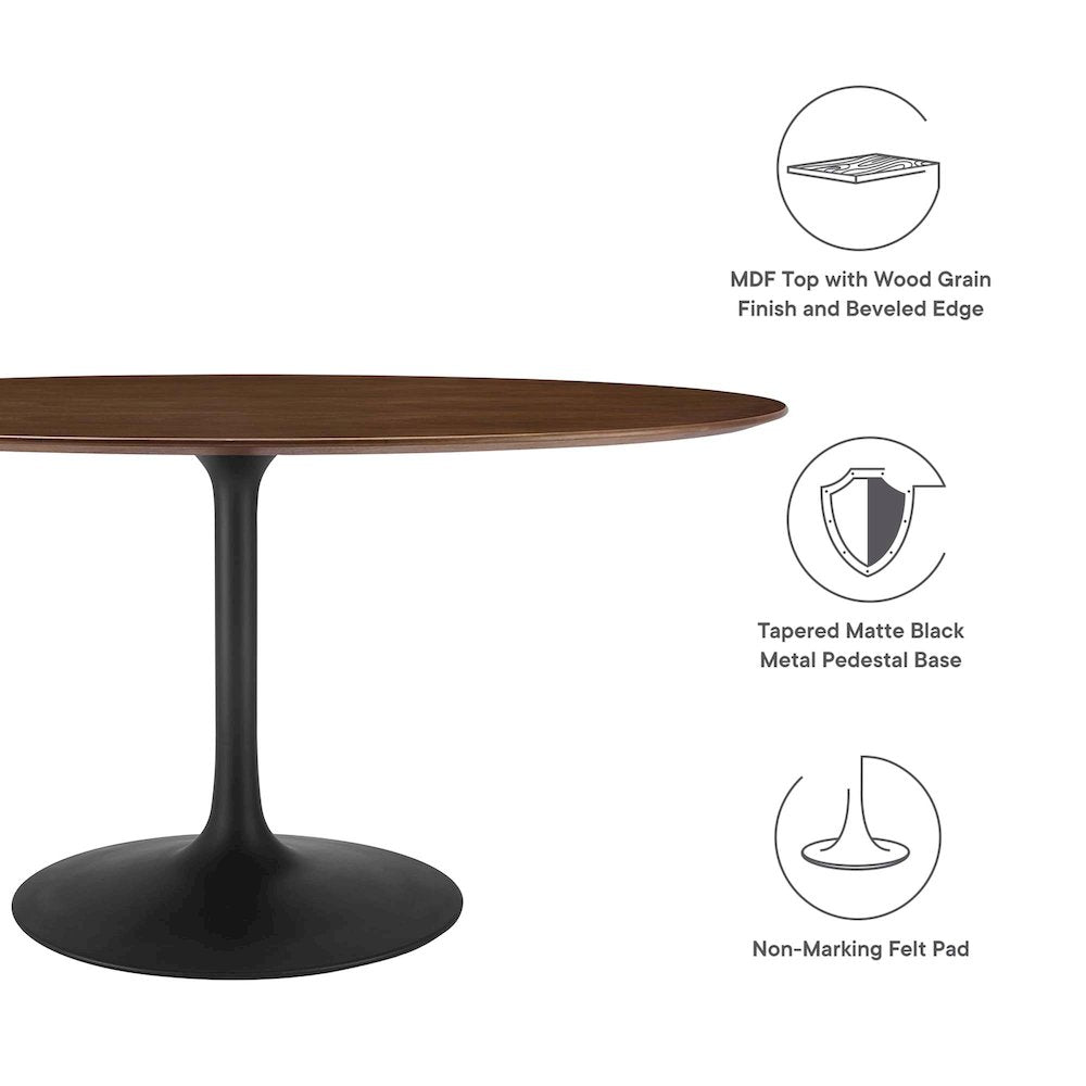 Lippa 60" Oval Walnut Wood Dining Table