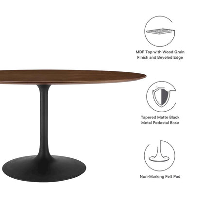 Lippa 60" Oval Walnut Wood Dining Table