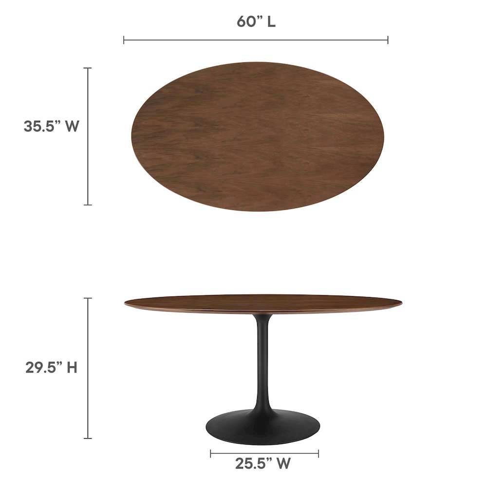 Lippa 60" Oval Walnut Wood Dining Table