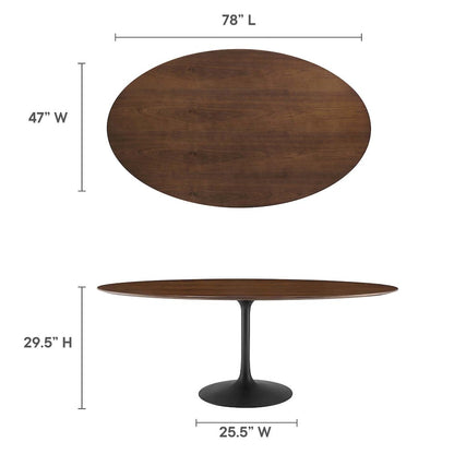 Lippa 78" Oval Walnut Wood Dining Table