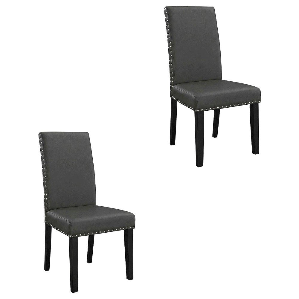Faux Leather Upholstered Dining Side Chairs, Black, Set of 2