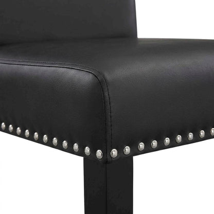 Faux Leather Upholstered Dining Side Chairs, Black, Set of 2