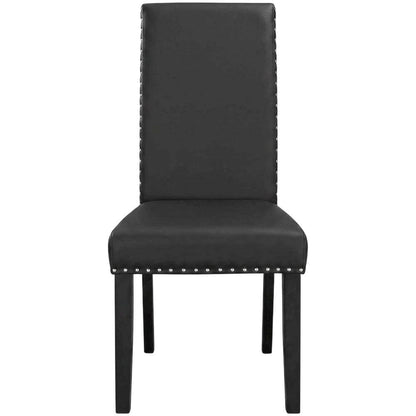 Faux Leather Upholstered Dining Side Chairs, Black, Set of 2