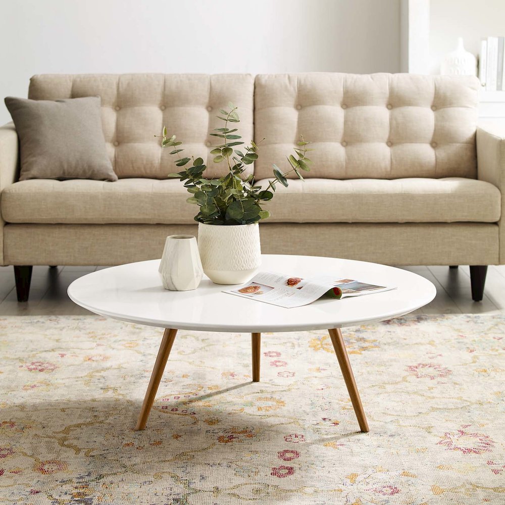 Lippa 40" Round Wood Coffee Table with Tripod Base