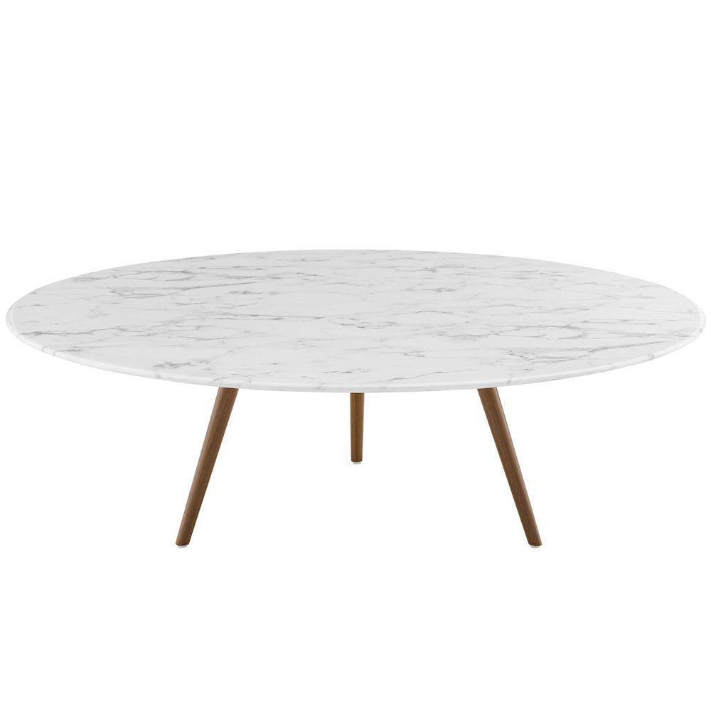 Lippa 48" Round Faux Marble Coffee Table with Tripod Base