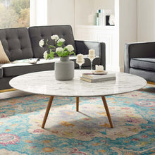 Lippa 48" Round Faux Marble Coffee Table with Tripod Base
