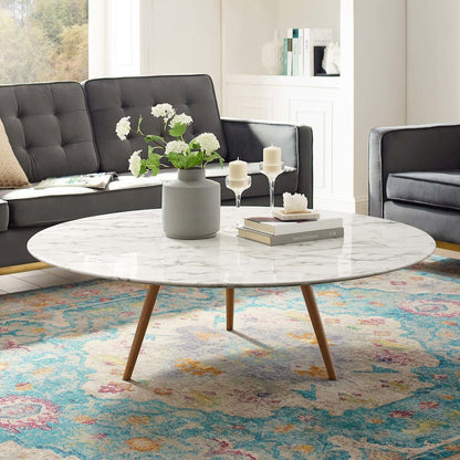 Lippa 48" Round Faux Marble Coffee Table with Tripod Base