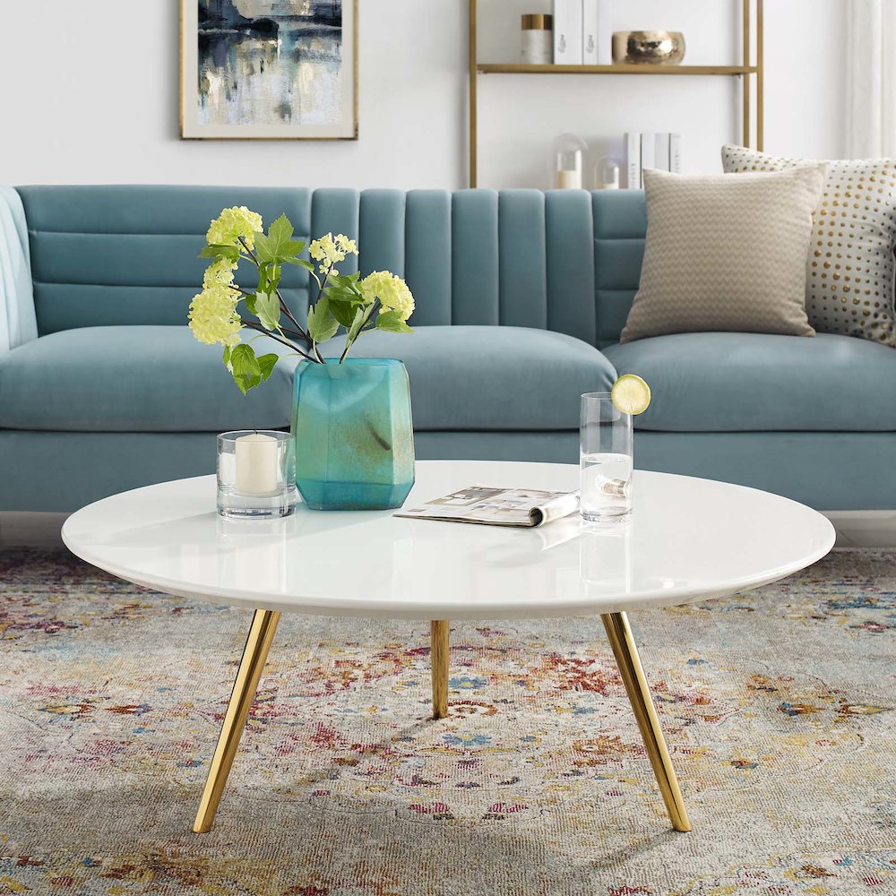 Lippa 40" Round Wood Coffee Table with Tripod Base
