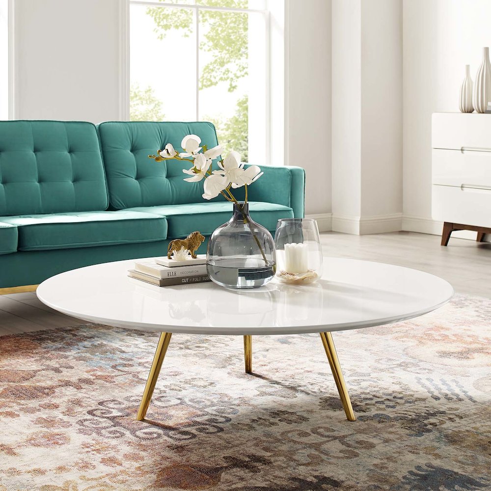 Lippa 48" Round Wood Coffee Table with Tripod Base