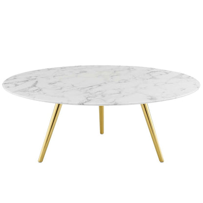 Lippa 40" Round Faux Marble Coffee Table with Tripod Base