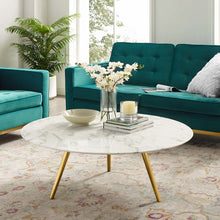Lippa 40" Round Faux Marble Coffee Table with Tripod Base