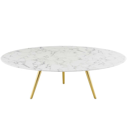 Lippa 48" Round Faux Marble Coffee Table with Tripod Base