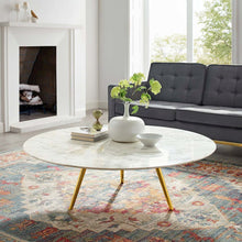 Lippa 48" Round Faux Marble Coffee Table with Tripod Base