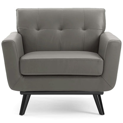 Engage Top-Grain Leather Living Room Lounge Accent Armchair