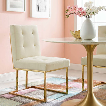 Privy Gold Stainless Steel Performance Velvet Dining Chair