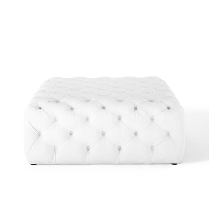 Amour Tufted Button Large Square Faux Leather Ottoman