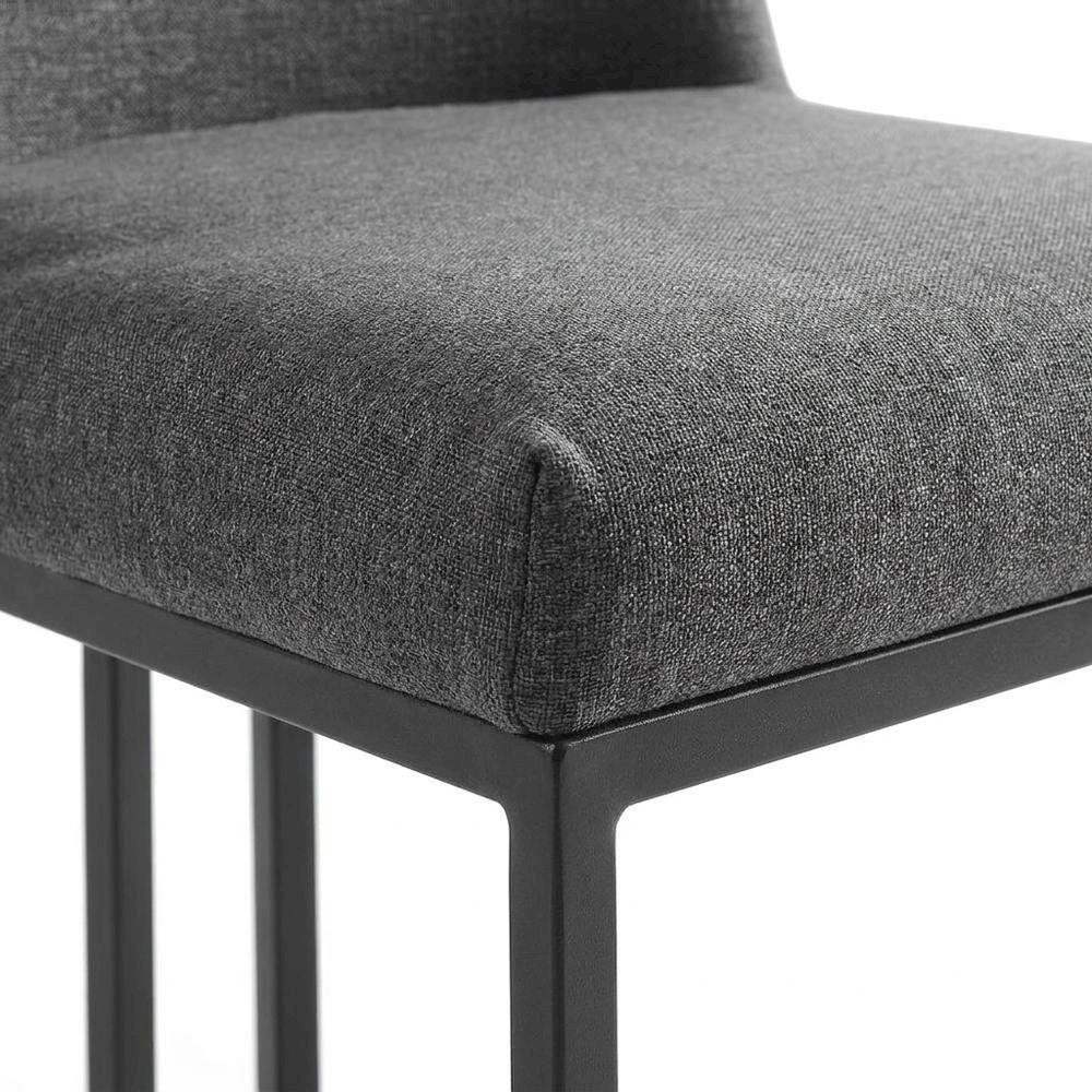 Upholstered Fabric Dining Side Chair with Sled Base, Black Charcoal