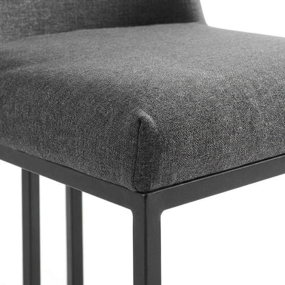 Upholstered Fabric Dining Side Chair with Sled Base, Black Charcoal